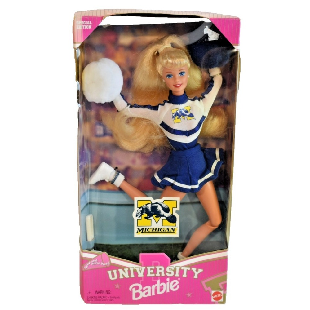 University of Michigan Barbie Cheerleader Doll Special Edition 1996 Mattel 17398